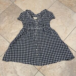 Denim & Supply Ralph Lauren Gingham Mini Dress Women L Blue Plaid Button Front